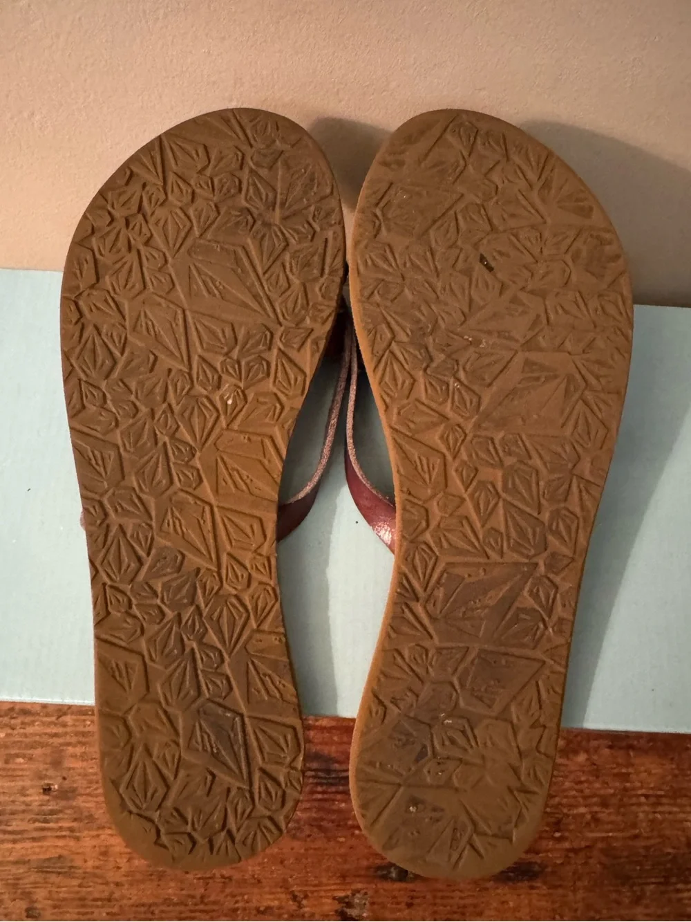 Volcom Women's Brown Leather Slide Sandals, Size 9
